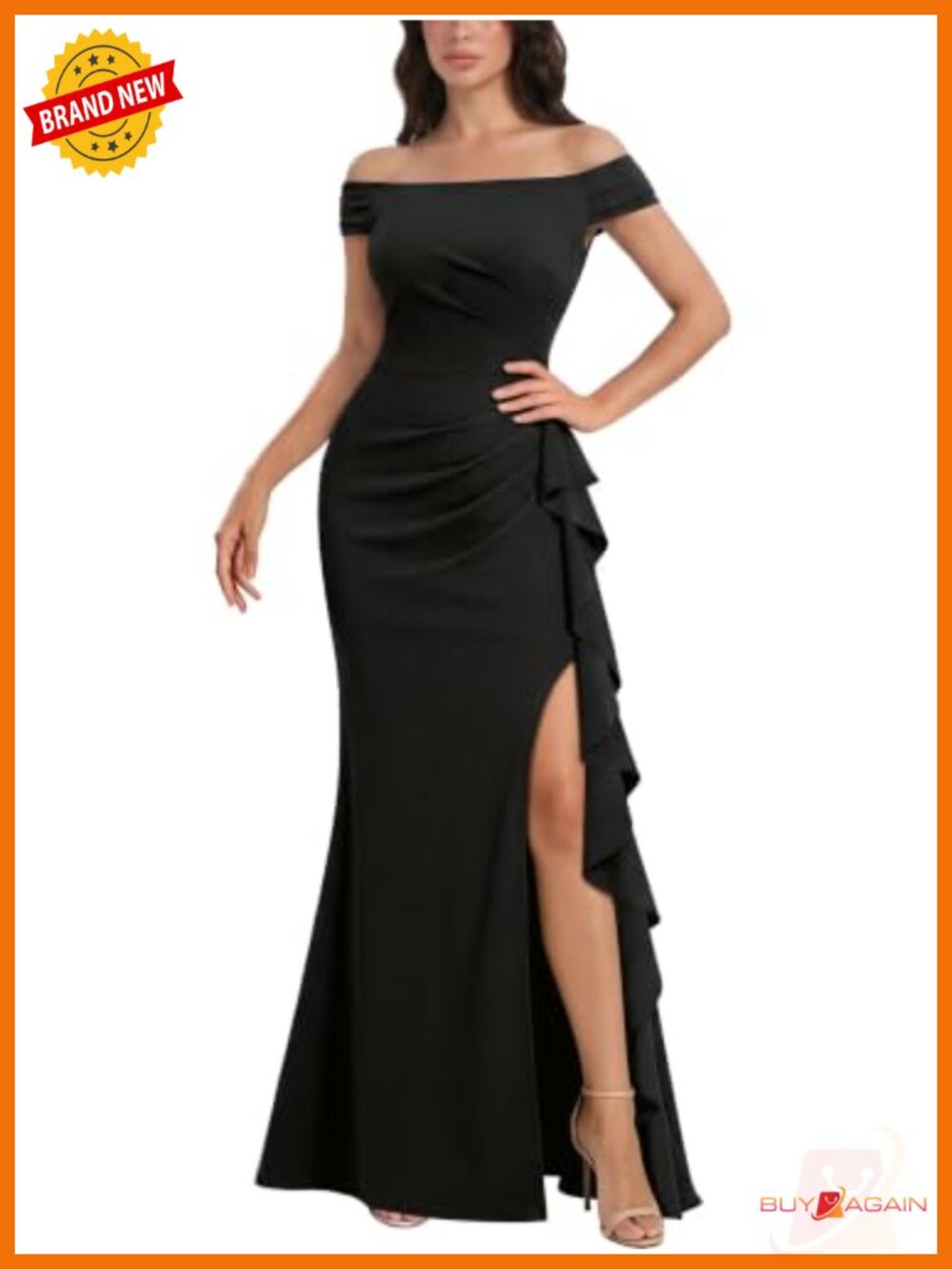 Elegant Off Shoulder Mermaid Ruffle Formal Evening Party Long Dress